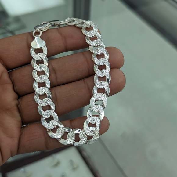 925 Sterling silver cuban diamond cut bracelet